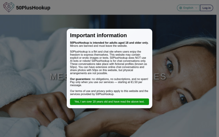 50plushookup.com Erfahrungen & Bewertungen Webseite Screenshot