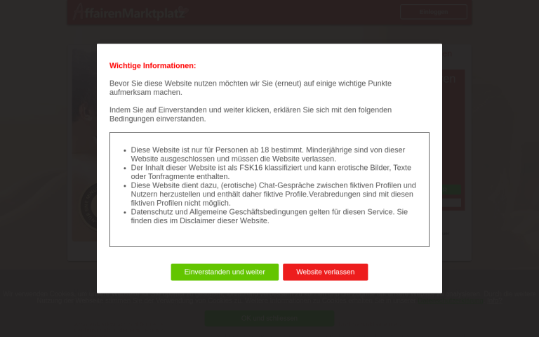 affairenmarktplatz.com Erfahrungen & Bewertungen Webseite Screenshot
