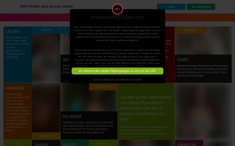 amateurvergnugen.com Erfahrungen & Bewertungen Webseite Screenshot