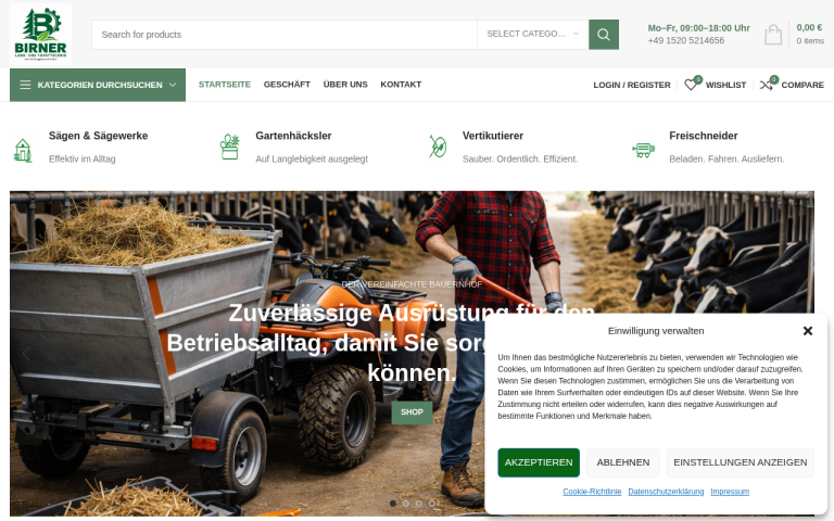 birnerlandtechnik.com Erfahrungen & Bewertungen Webseite Screenshot