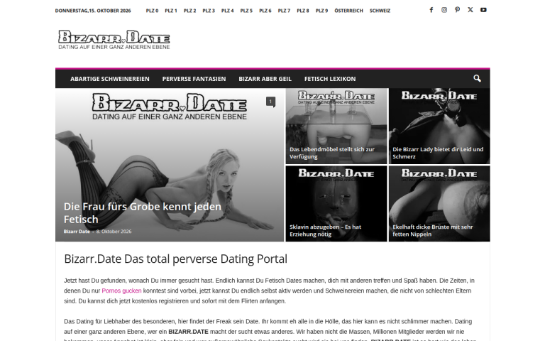 bizarr.date Erfahrungen & Bewertungen Webseite Screenshot