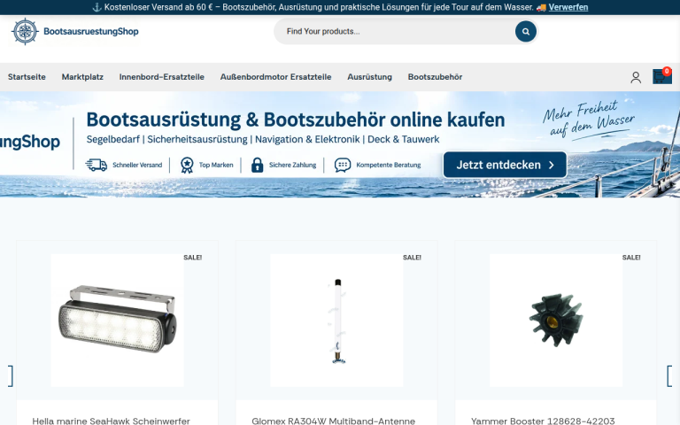 bootsausruestungshop.com Erfahrungen & Bewertungen Webseite Screenshot