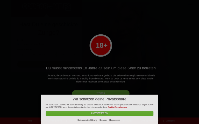 cougarandmilfs.com Erfahrungen & Bewertungen Webseite Screenshot