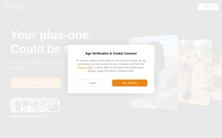 datescozy.com Erfahrungen & Bewertungen Webseite Screenshot