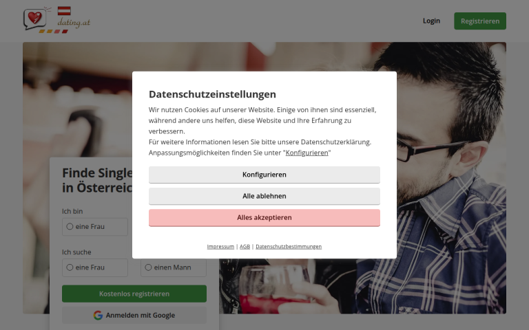 dating.at Erfahrungen & Bewertungen Webseite Screenshot