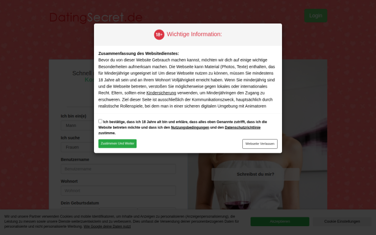 datingsecret.de Erfahrungen & Bewertungen Webseite Screenshot