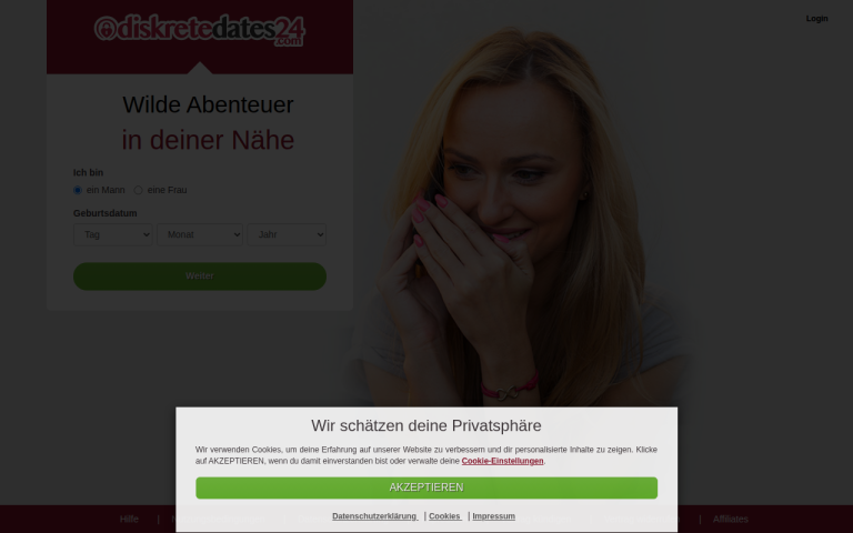 diskretedates24.com Erfahrungen & Bewertungen Webseite Screenshot