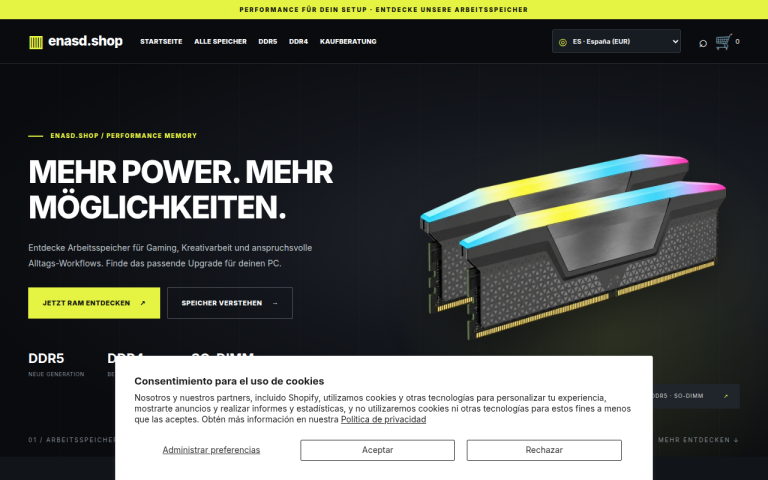 enasd.shop Erfahrungen & Bewertungen Webseite Screenshot