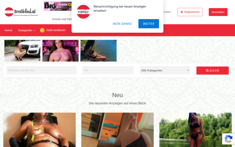 erotikfind.at Erfahrungen & Bewertungen Webseite Screenshot
