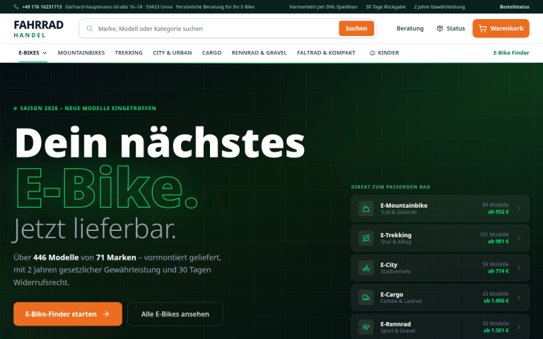 fahrrad-handel.com Erfahrungen & Bewertungen Webseite Screenshot
