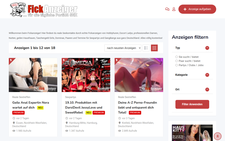 fickanzeiger.com Erfahrungen & Bewertungen Webseite Screenshot