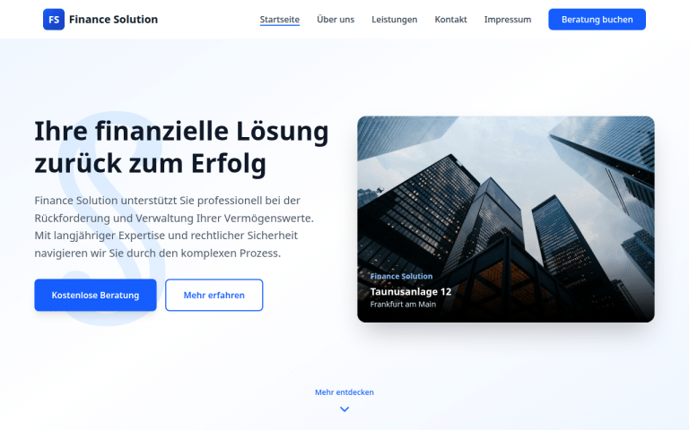 finance-solution.ag Erfahrungen & Bewertungen Webseite Screenshot