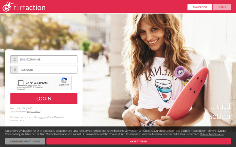 flirtaction.com Erfahrungen & Bewertungen Webseite Screenshot