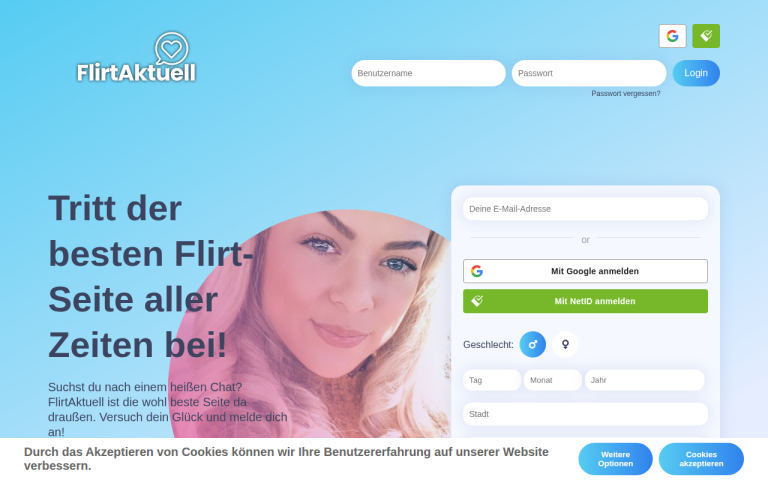 flirtaktuell.com Erfahrungen & Bewertungen Webseite Screenshot