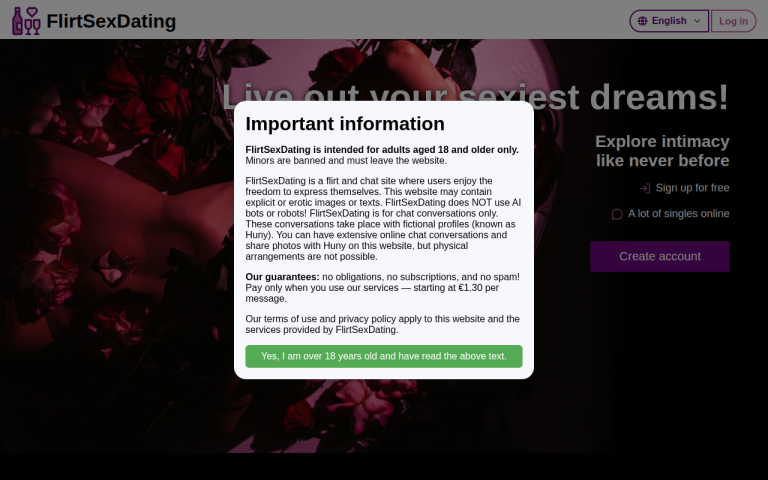 flirtsexdating.com Erfahrungen & Bewertungen Webseite Screenshot
