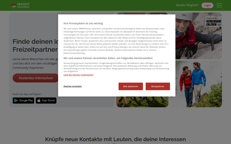 freizeitpartnerboerse.com Erfahrungen & Bewertungen Webseite Screenshot