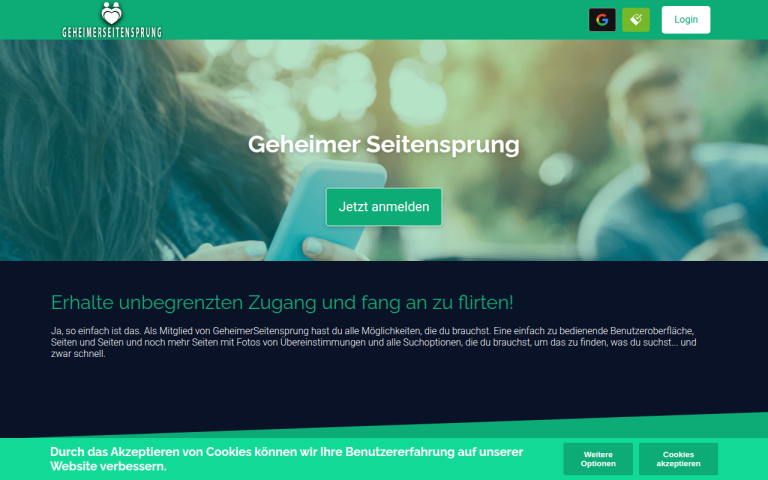 geheimerseitensprung.com Erfahrungen & Bewertungen Webseite Screenshot