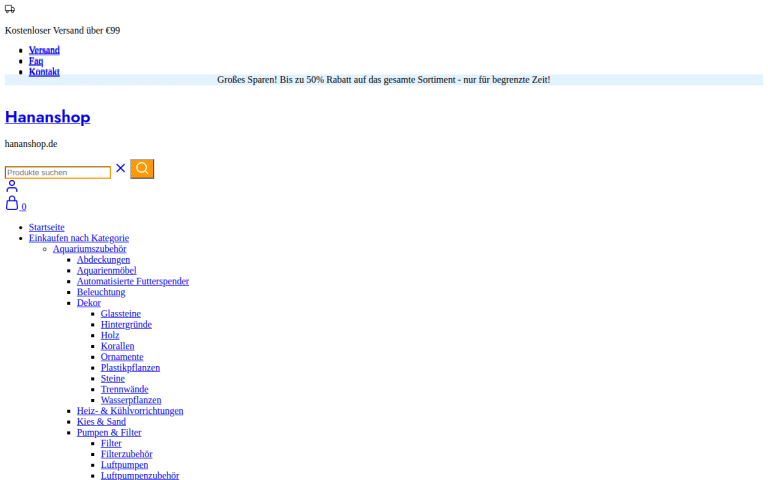 hananshop.de Erfahrungen & Bewertungen Webseite Screenshot