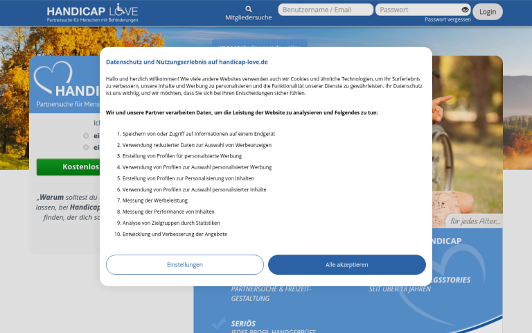 handicap-love.de Erfahrungen & Bewertungen Webseite Screenshot