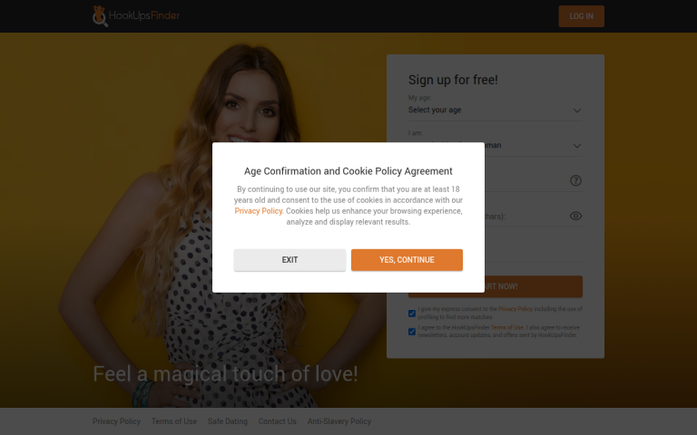hookupsfinder.com Erfahrungen & Bewertungen Webseite Screenshot