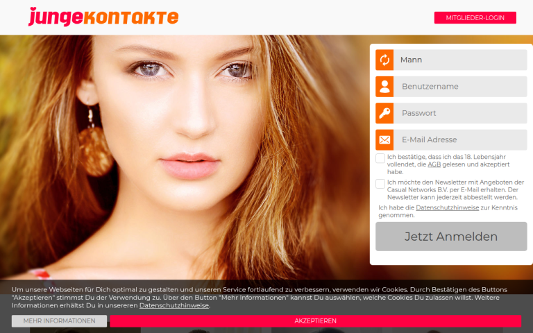 jungekontakte.com Erfahrungen & Bewertungen Webseite Screenshot