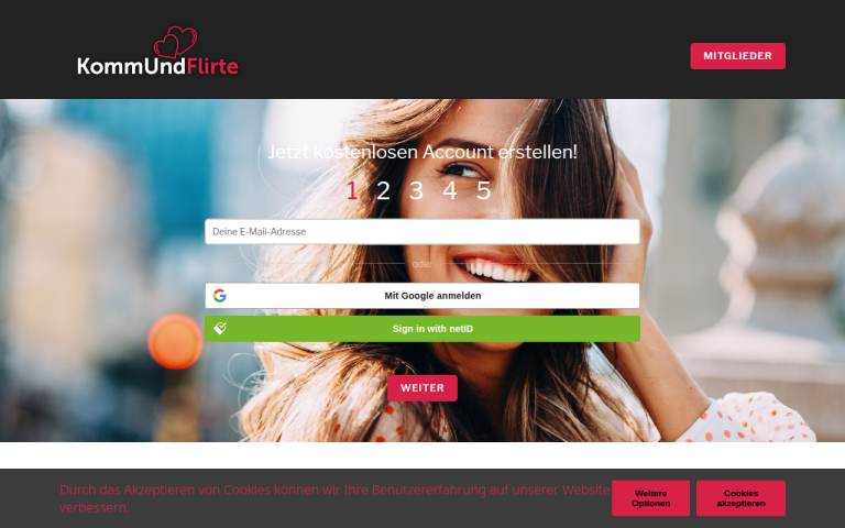 kommundflirte.com Erfahrungen & Bewertungen Webseite Screenshot