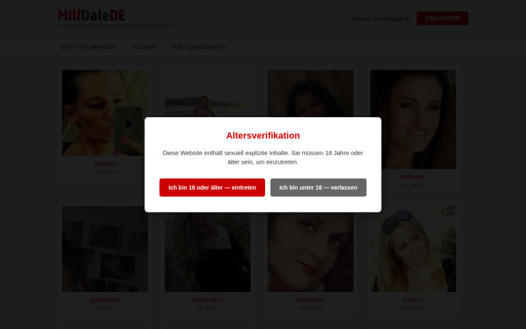 milfdatede.com Erfahrungen & Bewertungen Webseite Screenshot