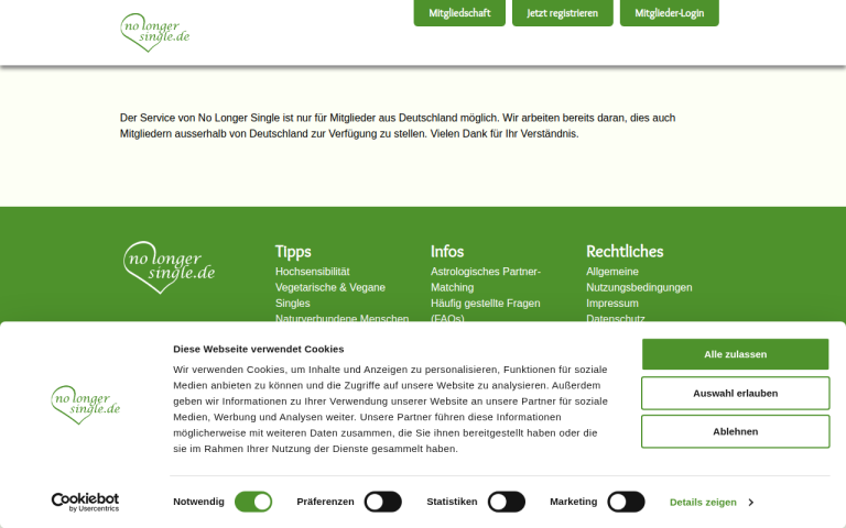 no-longer-single.de Erfahrungen & Bewertungen Webseite Screenshot