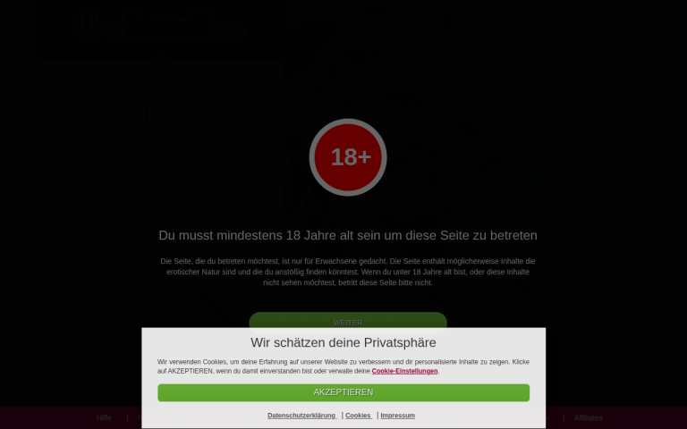 omasextreff.com Erfahrungen & Bewertungen Webseite Screenshot