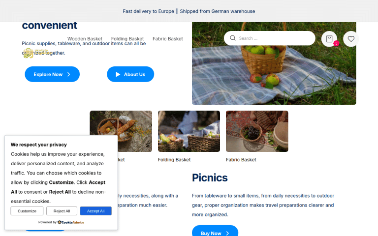 picnicstoragebasket.com Erfahrungen & Bewertungen Webseite Screenshot