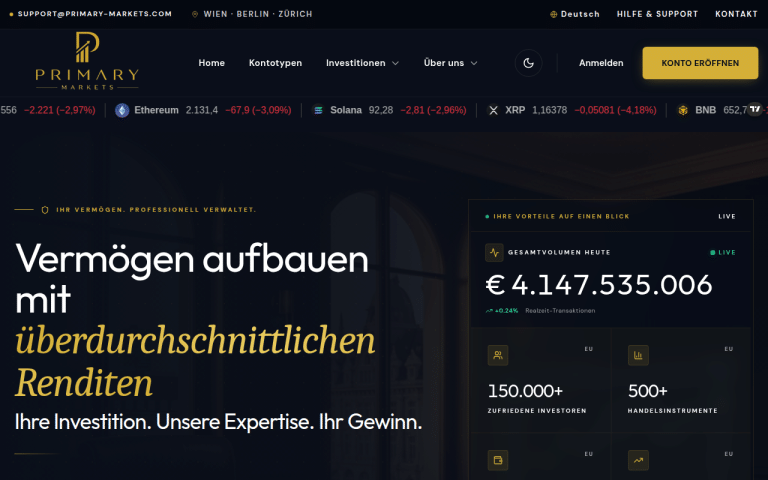 primary-markets.com Erfahrungen & Bewertungen Webseite Screenshot