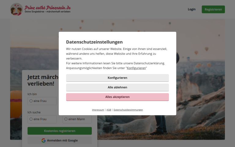 prinz-sucht-prinzessin.de Erfahrungen & Bewertungen Webseite Screenshot