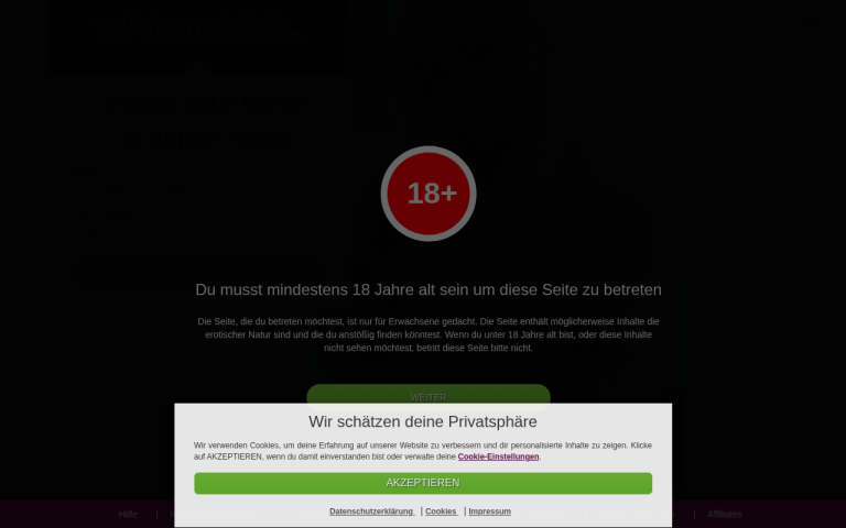 privatemilf.com Erfahrungen & Bewertungen Webseite Screenshot