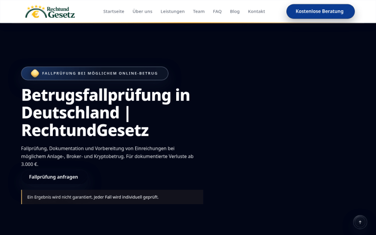 rechtund-gesetz.com Erfahrungen & Bewertungen Webseite Screenshot