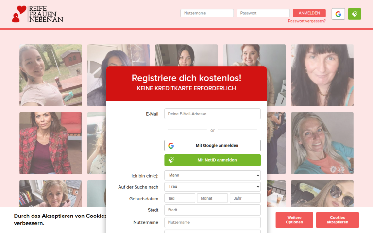 reifefrauennebenan.com Erfahrungen & Bewertungen Webseite Screenshot