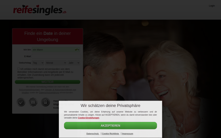 reifesingles.ch Erfahrungen & Bewertungen Webseite Screenshot