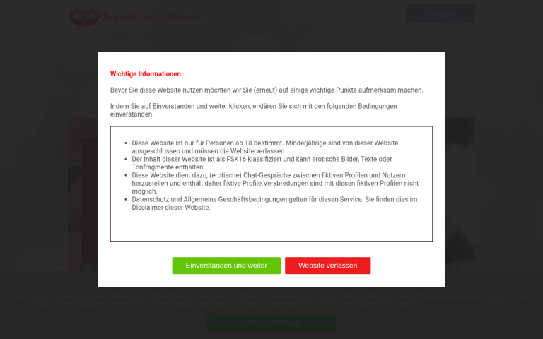 secretkontaktdienst.com Erfahrungen & Bewertungen Webseite Screenshot