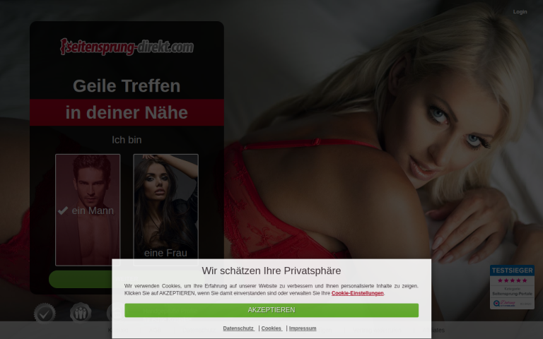 seitensprung-direkt.com Erfahrungen & Bewertungen Webseite Screenshot