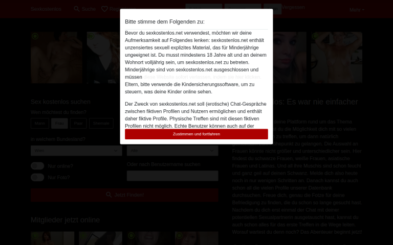 sexkostenlos.net Erfahrungen & Bewertungen Webseite Screenshot