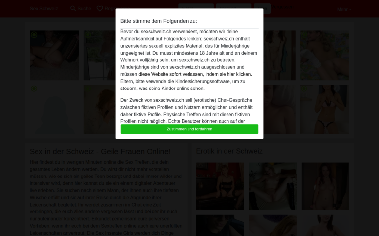 sexschweiz.ch Erfahrungen & Bewertungen Webseite Screenshot