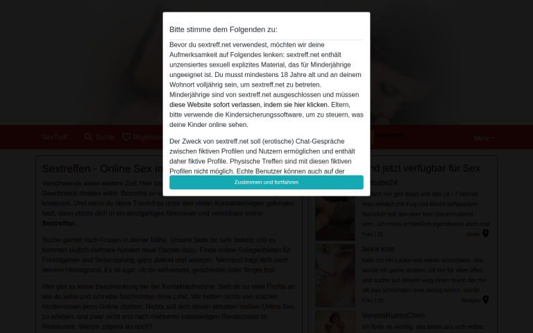 sextreff.net Erfahrungen & Bewertungen Webseite Screenshot