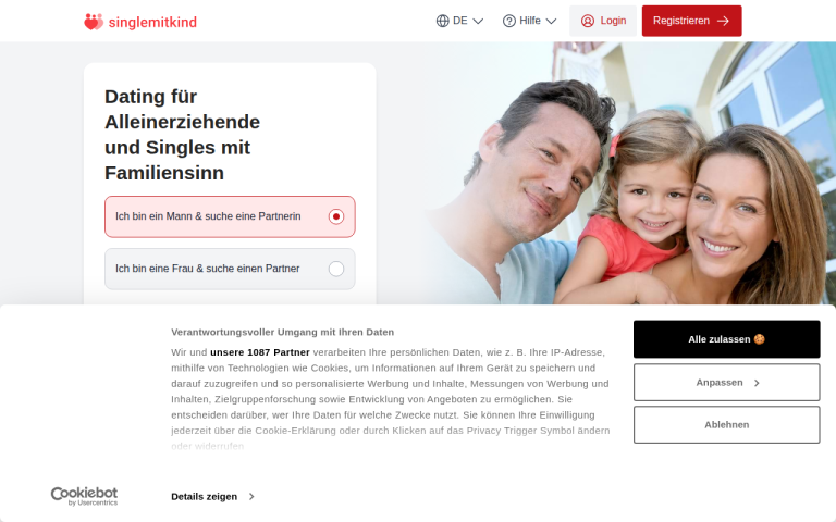 singlemitkind.ch Erfahrungen & Bewertungen Webseite Screenshot