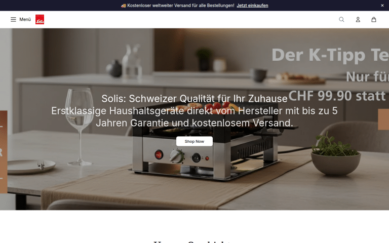 solisofswitzerland.shop Erfahrungen & Bewertungen Webseite Screenshot