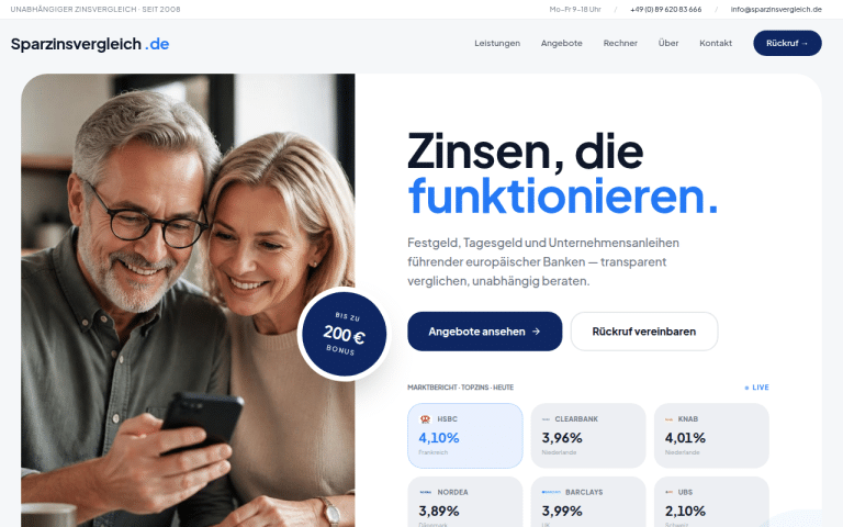sparzinsvergleich.de Erfahrungen & Bewertungen Webseite Screenshot