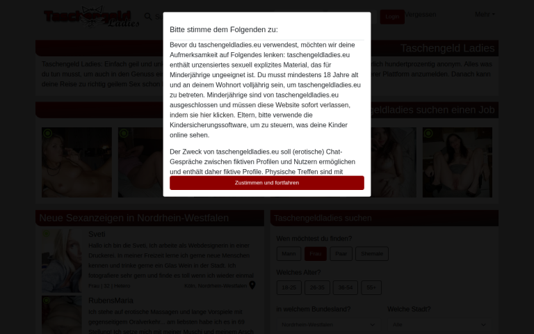 taschengeldladies.eu Erfahrungen & Bewertungen Webseite Screenshot