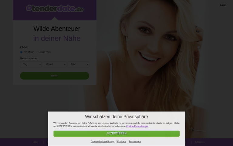 tenderdate.de Erfahrungen & Bewertungen Webseite Screenshot