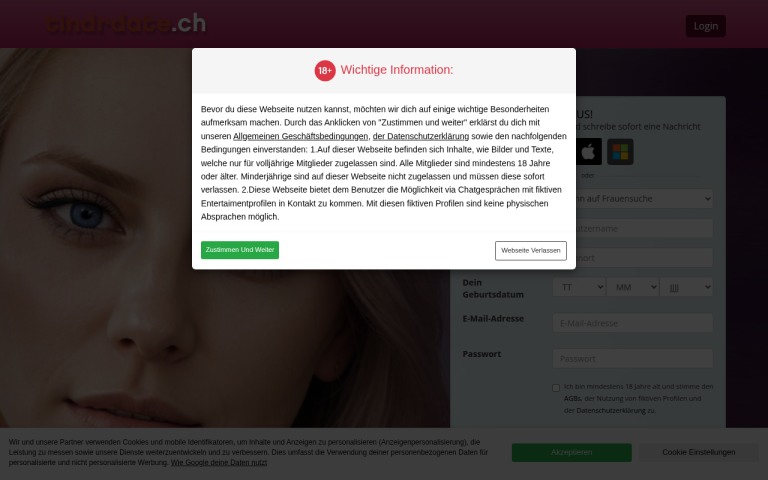 tindrdate.ch Erfahrungen & Bewertungen Webseite Screenshot