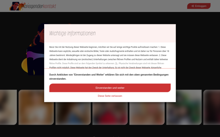 transgenderkontakt.com Erfahrungen & Bewertungen Webseite Screenshot
