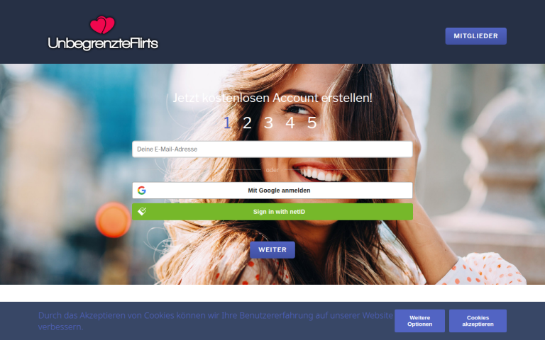 unbegrenzteflirts.com Erfahrungen & Bewertungen Webseite Screenshot