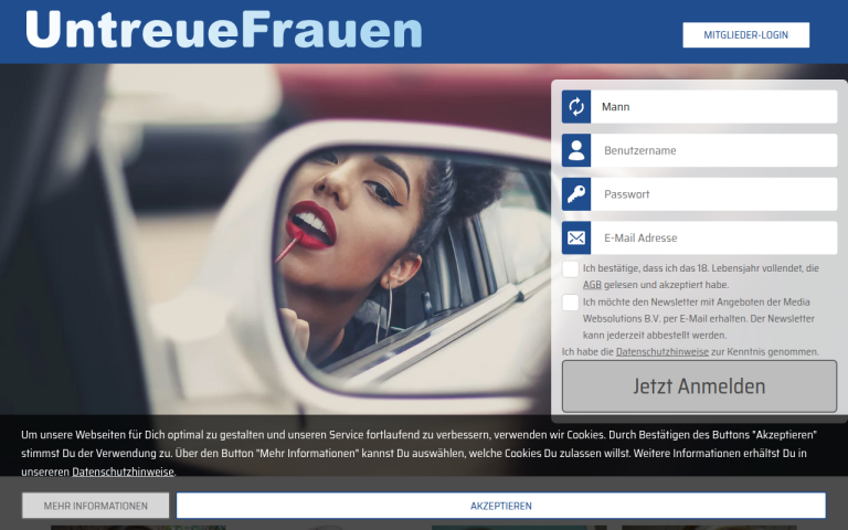 untreuefrauen.com Erfahrungen & Bewertungen Webseite Screenshot